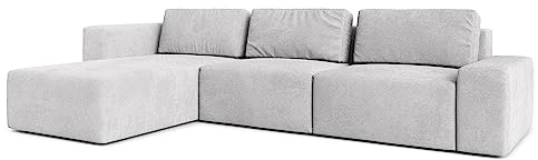 AXLIVING Couch XXL L Form Arkleton Ecksofa Groß Hellgrau 360cm Stil L