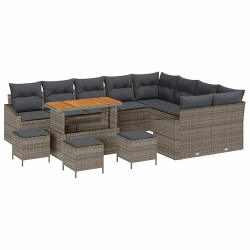 vidaXL Gartensofa-Set 13 STK. Grau Poly-Rattan