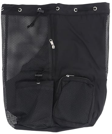 KJAOYU Drawstring Ventilator Mesh Equipment Bag, Mesh Swim Bag - Drawstring Beach Backpack with Wet & Dry Pocket for Swimming, Surfing, and Travel