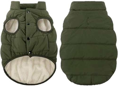 ASENKU Hundemantel Winter L – wasserdichte Hundejacke für mittelgroße Hunde | mit Geschirröffnung, Fleece, Druckknöpfe, Wintermantel & Winterjacken Ideal für Spaziergänge und Spiel im Freien bei Kälte.