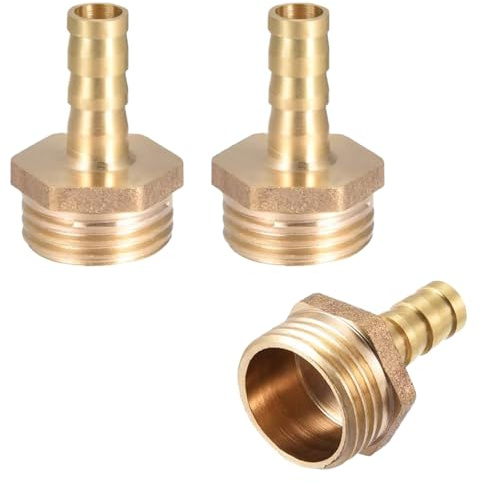 QZKJQDD 3 Stück 8 mm Messing Schlauchtülle Hose Barb Fittings, 1/2 Zoll Schlauchnippel Verbinder Messing, Rohr Adapter, Schlauchtülle für Wasser, Gas, Luft