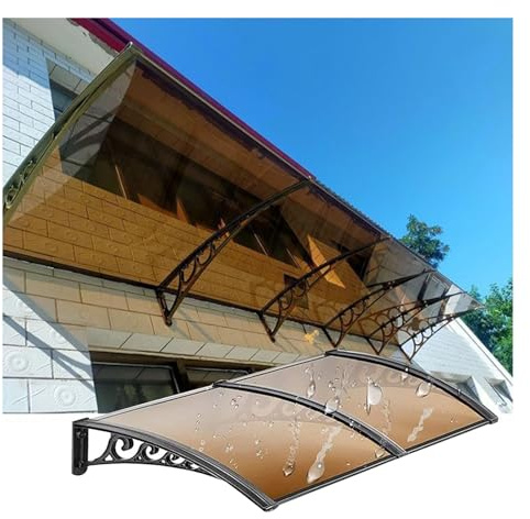 Auvent d'extérieur 100 x 400 cm - Pergola en aluminium noir avec panneaux de toit en polycarbonate pour fenêtres, terrasses et portes, pare-soleil parfait pour vérandas et entrées - 150 x 300 cm