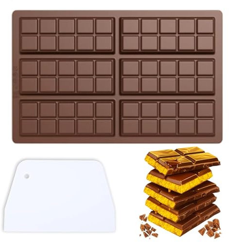 Silikon Schokoladenform Tafel, 1 Stück Silikonform Schokoladentafel Schokoladenform Silikon Mit 1 Spatel, Schokoladenfolie für DIY, Pralinen, Desserts, 26 x 16,5 cm