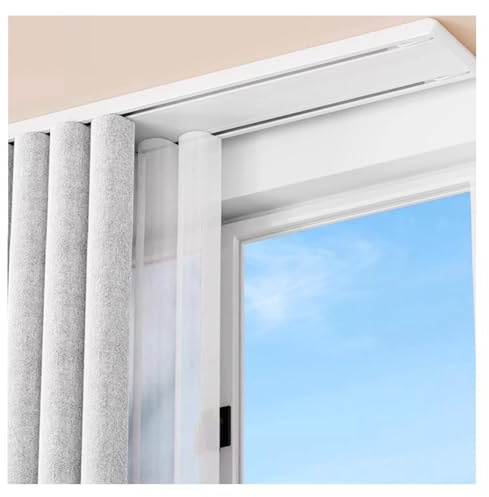 Curtain Double Tracks Aluminium Ceiling Mounted Curtain Rail Room Divider Curtain Track Rail For Living Room Bedroom With 20 Silent Pulley/m(White,110cm)