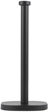 Salter Kuro Kitchen Roll Holder, Freestanding Carbon Steel Stand, Black | Worktop Organiser, Wipe Clean Finish, 15 x 34 cm Size, For Standard Kitchen Rolls, Stable Countertop Base, Classic Shape