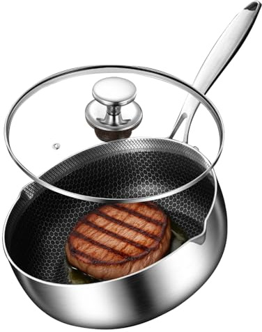 Bollitore per latte – Pentola in acciaio, rivestimento a d'ape antiaderente con coperchio per la cottura della pasta, ristorante commerciale