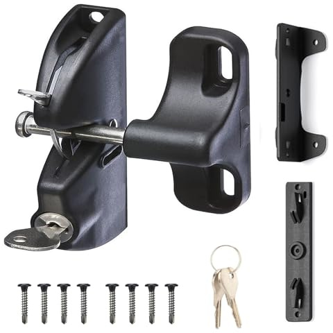 Double-Sided Door Lock, Gate Latch with Key & Screws, Easy to Install Fence Latch for Metal Wood Vinyl Fence