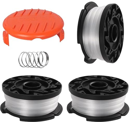 Ezranova 3 Pcs Strimmer Spool Replacement,Compatible with ST5530-GB/GLC3630L20-GB/STC1820PC-GB/BESTA530-GB/BESTA525-530,AF-100 Grass Trimmer Wire Spool & Line Refills(3 Spool+1 Cover+1 Spring)