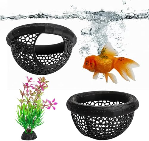 2 Grottes d'aquarium pour crevettes – Décoration imprimée en 3D avec Plantes abri sûr et Lieu de Repos pour crevettes Poissons Betta et Poissons d'ornement Accessoire Naturel