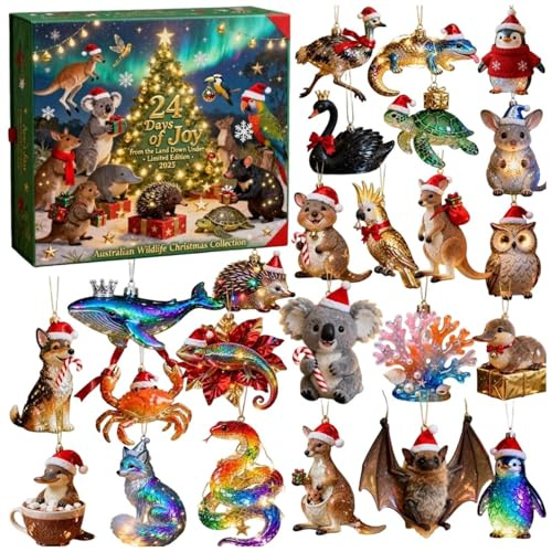 Adventskalender mit Tiermotiven – 24 Tage Spielzeug 2D, Kalender zum Umdrehen von Tieren – für Kinder Erwachsene Familie Schule Büros Schreibtisch Wand