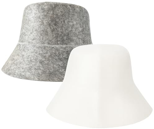QhgPnt Sauna Hat, 2 Pack Felt Sauna Hats for Men and Women, Portable Steam Sauna Accessories, Home Sauna Cap for Relaxation and Comfort Gray White