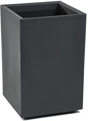 Tymar Fioriera alta su ruote 40x40x60, vasi da esterno, fioriere alte, vaso per piante, coprivaso in stile cemento, plastica_KARO (Antracite)