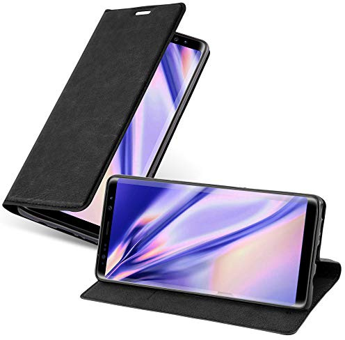 Cadorabo Hülle kompatibel mit Samsung Galaxy Note 8 aus Premium Kunst Leder Flip Klappbare Stoßfeste Magnetische [Standfunktion] [Kartenfächern] Cover Hülle für Galaxy Note 8 Tasche in Schwarz