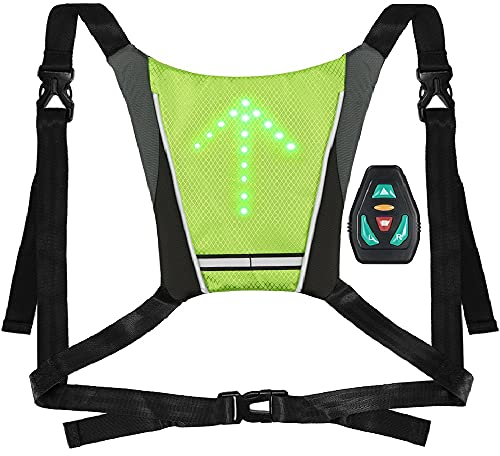 Lixada Fahrradweste, reflektierend, Rucksack, Clip, wiederaufladbar, USB, mit LED-Blinklicht, Fernbedienung, Sicherheitsausrüstung für Radfahren, Laufen