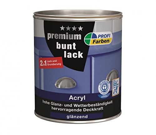 ProfiFarben Premium Buntlack 2in1 Lack und Grundierung Acryl glänzend 0,375 L Farbwahl, Farbe (RAL):RAL 6002 Laubgrün
