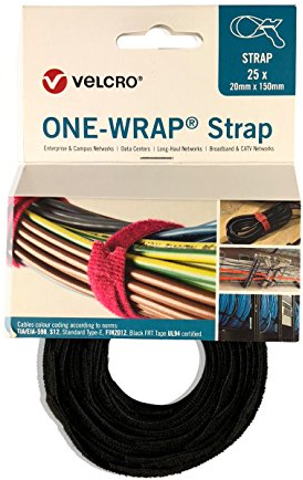 VELCRO® ONE-WRAP® Cable Ties Black 20mmx150mm 25 Pieces Pack
