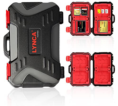 LYNCA Memory Card Case Holder, Memory Card Hard Protector Case Professional Water-Resistant Anti-Shock Compact Camera Card Storage Box for 8 SD Cards 4 CF Cards 12 TF (Micro SD) Cards