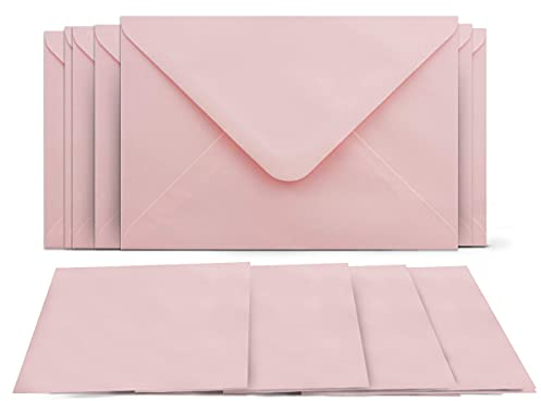25 Klappkarten mit Umschlägen Set Rosa - DIN A6 Blanko Doppelkarten 14,8 x 21 cm (160 g/m²) - DIN C6 Umschlag 11,4 x 16,2 cm (100 g/m²) Nassklebung - Grußkarten Einladungskarten Hochzeit