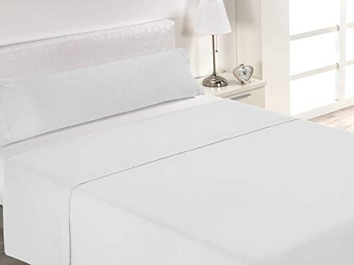 SABANALIA - Juego de sábanas Blancas de Hostelería | 3 Piezas | Sábana Encimera, Sábana Bajera Ajustable y Funda Almohada | Cama 135 (Disponible en Varias Medidas)