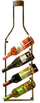 LTLWSH Casier à vin, Métal Porte-Bouteilles Etagère Murale pour Montage Mural 4-Wine Support à Bouteilles Etagère à Bouteilles Porte-Bouteilles,Laiton