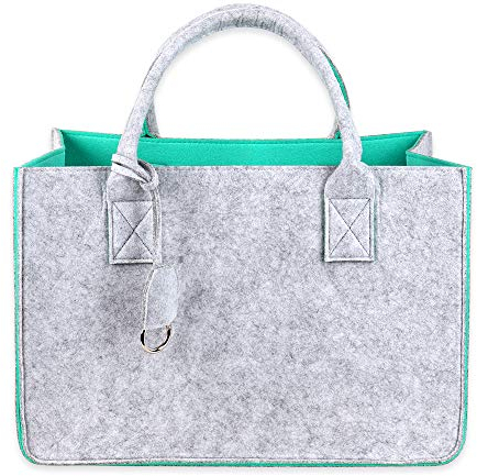 Schramm® Filztasche in 7 Farben 40x27x27cm Kaminholztasche Einkaufstasche Aufbewahrungstasche Filz Tasche Filztaschen, Farbe:mintgrün