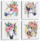 Something Unicorn Gestreckt/gerahmt, fertig zum Aufhängen Leinwand Leinwand Kunst für Mädchen Schlafzimmer. 4er Set. 12x12in - Blumeneinhorn