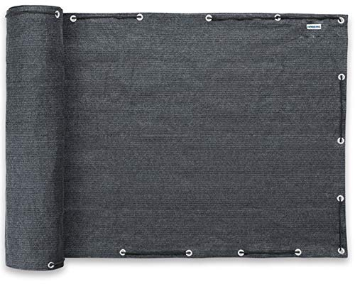 Hoberg Balkon Sichtschutz ohne Bohren - 90x500cm | Ideal als Windschutz für Terrasse | Blickdichte Balkonabdeckung mit Ösen & Kordel | Material HDPE 180 g/m² - wetterfest & UV-beständig [Anthrazit]