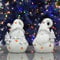 Set of 2 Christmas Tealight Candle Holders Ceramic Snowman Santa White Silver