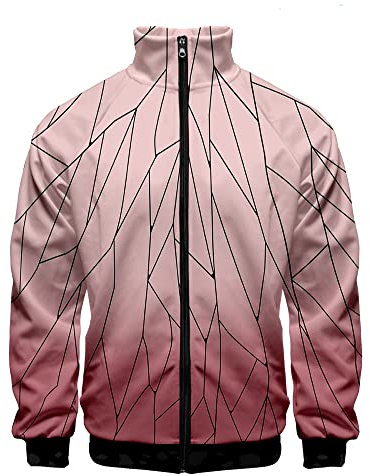 Piccodos Kimetsu no Yaiba Kanae Kocho, felpa con cappuccio e stampa 3D, con chiusura lampo, cardigan, senza cappuccio, per cosplay, da uomo e donna, rosa, S (petto 104 cm)