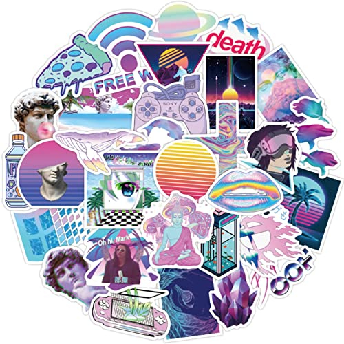 10/30/50 Stück Aufkleber Wasserdicht Laptop Handy Gitarre Koffer Auto Motor Skateboard Aufkleber Aufkleber Aufkleber - Vaporwave 10 Stück