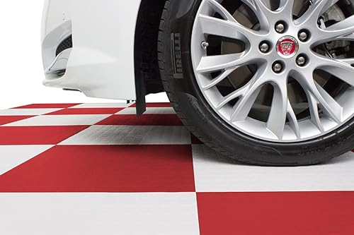 PAV-02-RO PVC Fliesen Kit für Werkstatt, Garage - 1 qm - 10 qm - 50 qm - 100 qm - Farbe rot (10 qm = 40 Fliesen)