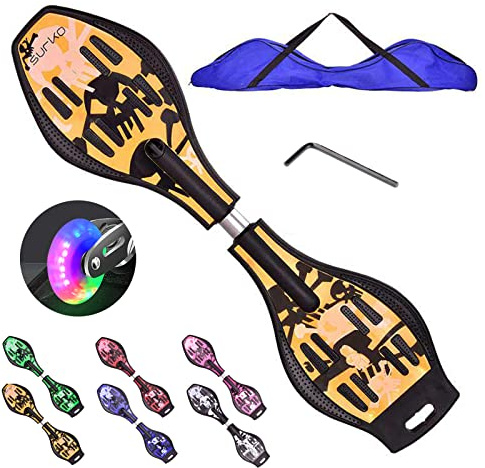 Bueuwe Waveboard Kinder ab 10 Jahre, Snakeboard mit Leuchtrollen, Street Waveboards mit Tasche und Zubehör, Skateboard für Mädchen und Junge, 86,5x22,5x12 cm