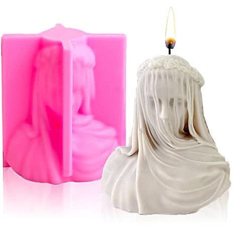 Schleierte Damen-Kerzenform, Silikon, verschleiert, weibliche Brust, schleiert, Damenbrust, Skulptur, Statue, Form, DIY, Kerze, Handseife, Harzformen, Ton, Gips, Bastelform (S)