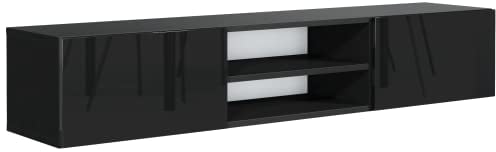 meble masztalerz TV Hängeschrank Schwarz Hochglanz mit 2 Ablagen und 2 Türen, 120 cm, Lowboard, TV Schrank, Wohnzimmer Möbel