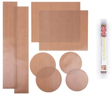 Bake-O-Glide Essential Baking Set - 4X Pre-Cut Circles, 2X Cake Tin Wall Liners, 2X Flat Baking Sheets, Brown