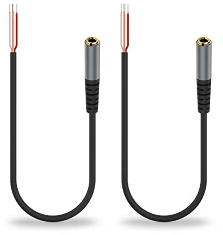(2 Pack) 1ftReplacement 3.5mm Female Jack to Bare Wire Open End TRS 3 Pole Stereo 1/8 3.5mm Jack Plug Connector Audio Cable for Headphone Headset Earphone Cable Repair