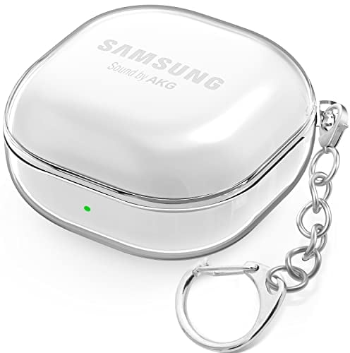 BEAUDOM Trasparente Custodia per Samsung Galaxy Buds FE, Galaxy Buds 2 Pro, Galaxy Buds Pro, Galaxy Buds 2, Galaxy Buds Live Custodie e Case [Front-LED Visibile] [Con Moschettone]