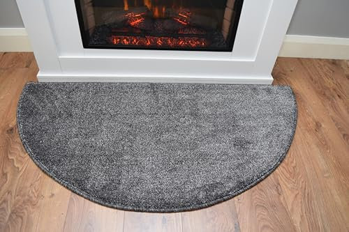 SrS Rugs Fireside Rug for Living Room Half Moon Hearthplace Mat Soft Pile (Charcoal)