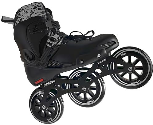 Patines en línea para hombres y mujeres, patines en línea para adultos, patines en línea profesionales, unisex, 3 ruedas de 110 mm, patines de velocidad en línea para fitness al aire libre, negros