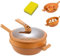 HFINGAQEX 2024 Non-Stick Clay Wok with Steamer Basket, 12.6in Multifunctional Pottery Clay Non-Stick Micro Pressure Pot 2-in-1 Micropressure and Induction Bottom with Free-Standing Lid Stir Fry Pan