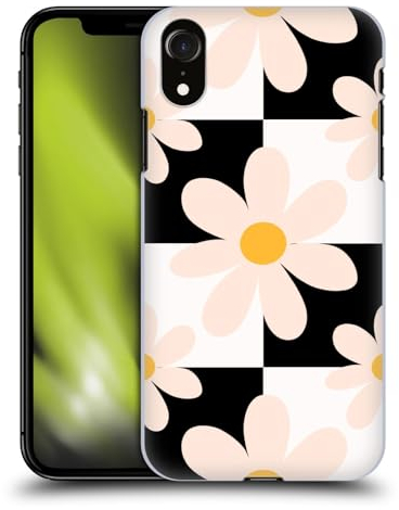 Head Case Designs Offizielle Gabriela Thomeu Schwarz Weiß Karierte Gänseblümchen Retro Harte Rueckseiten Handyhülle Hülle Huelle kompatibel mit Apple iPhone XR