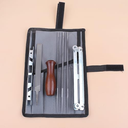 ROEDE Kit de Limes d'affûtage de chaîne de tronçonneuse, 7 pièces/Ensemble, 4mm, 4.8mm, 5.5mm, for Stihl 3/8 Pouces, 3/8 Pouces .325 .404 Ensemble de Supports en Bois for Limes à chaîne