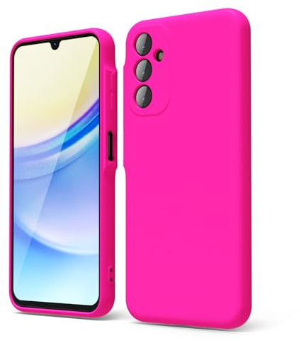 oakxco Coque Silicone pour Samsung Galaxy A15 5G, Étui Ultra Fine Souple Gel Caoutchouc Anti-Chocs Housse Toucher Soyeux, Slim Esthétique Protection Cover, Rose Vif