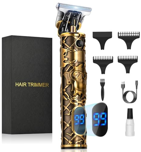 YiLFo Hair Clippers Beard Trimmer Men, Precision Detailer Trimmer for Men Cordless with LED Screen, Pro T-Blade Gapped Shavers, Vintage Grooming Haircut Kit, Rechargeable Razor for Barber & Home