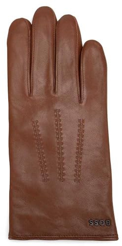BOSS Herren Hainz-ME Touchscreen-freundliche Handschuhe aus Leder mit metallenem Logo-Schriftzug