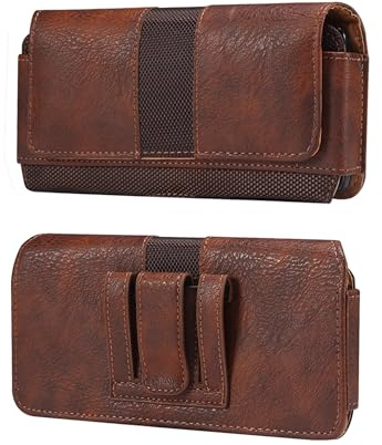Cuir Sacoche Ceinture Téléphone Portable Homme, Porte Ceinture Telephone, Horizontal Sac de Ceinture Clip Téléphone Poches Étui de Ceinture Homme Portefeuille Porte-monnaie Sac Taille Coque Pochette