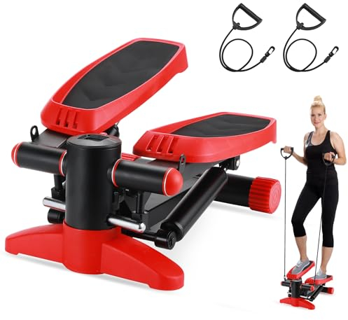 BOWEICORE Mini Stepper, Stepper für Zuhause, Stepper für Übungen mit Multifunktions LCD Display, Power Ropes, 2 in 1 Trainingsgerät bis 150kg | Bein/Arm Trainer, Home Fitness Exercise