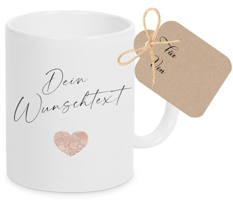 Kaffee-Tasse mit Buchstabe, personalisiert mit Wunschname, Persönliches Geschenk, Keramiktasse Bürotasse mit Spruch Büro Tasse Frau (Rosa: Wunschtext)