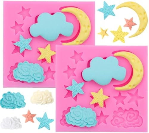 Moon and Star moule silicone, Cloud fondant moule Cloud chocolat moule pour bonbons au chocolat cuisson sucre gteau dcoration