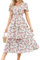 GRACE KARIN Womens Summer Floral Sun Dress Short Sleeve Wedding Guest Floral Print Spring Dresses Apricot Flower L